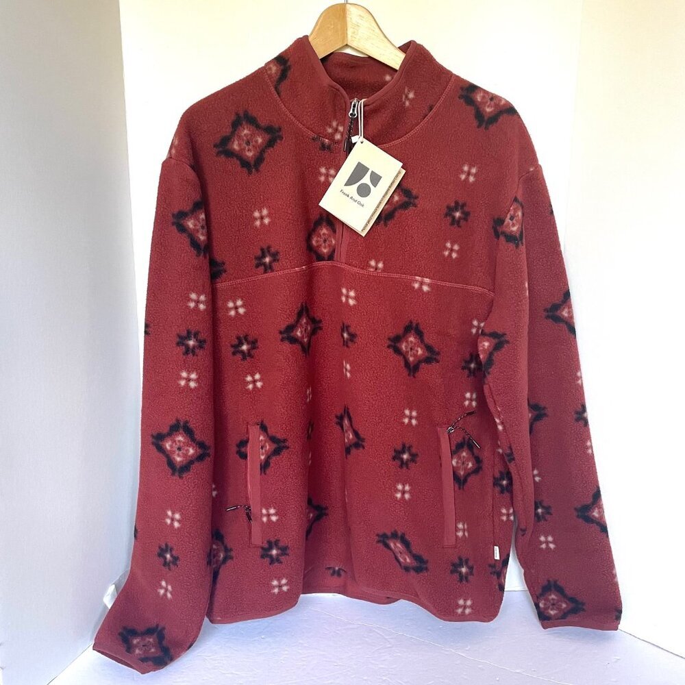 Frank And Oak Men’s XL Red Half Zip Fleece Relaxed Fit